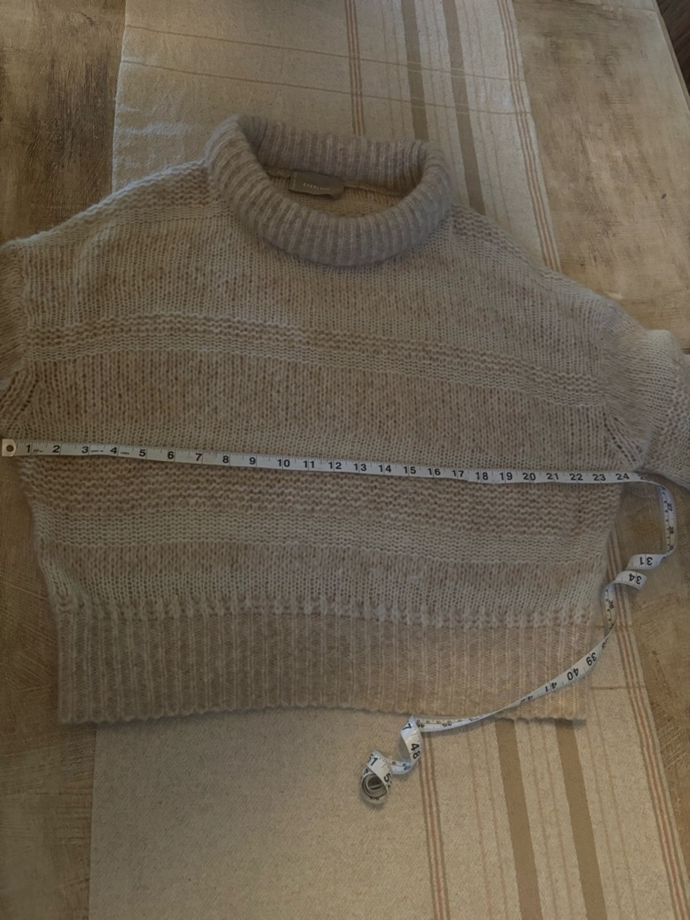 Everlane The Puff Sweater Heathered Oat Wool Cotton Blend Size Medium - Picture 12 of 13